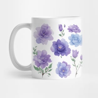 Romantic Purple Flowers - Pastel Lilac Purple Watercolor Painting - Blossoms Mug